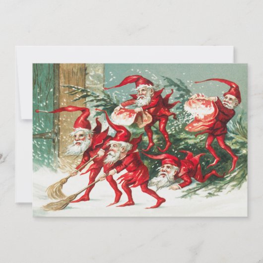 Weihnachten Weihnachtselfen fegen Schnee Urlaub (Vorderseite)