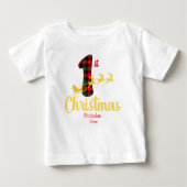 Weihnachten Weihnachtsfeier Buffalo Karierter Name Baby T-shirt (Vorderseite)