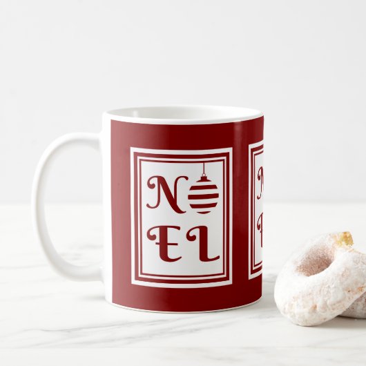 WEIHNACHTEN Weihnachtsfeiertag rot und weiß Kaffeetasse (Mit Donut)