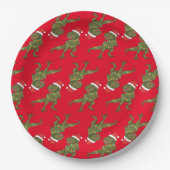 Weihnachten Weihnachtsfest T-Rex Santa Plate Pappteller (Vorderseite)