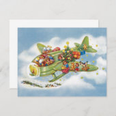 Weihnachten, Weihnachtsflugzeug des Weihnachtsmann Einladung (Vorne/Hinten)