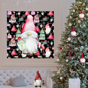 Weihnachten Weihnachtsgeschenk und Schwarzes Muste Poster