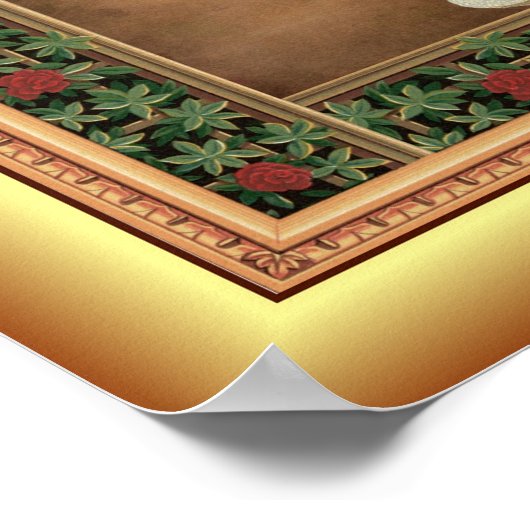 Weihnachten, Weihnachtsgeschenke, Gold Backgrond Poster (Ecke)