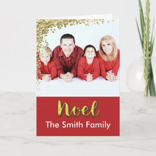 Weihnachten Weihnachtsgold auf Red Custom Foto & N (Vorderseite)