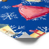 Weihnachten Weihnachtsgottesdienst & Blaues Muster Poster (Ecke)