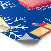 Weihnachten Weihnachtsgottesdienst & Blaues Muster Poster (Ecke)