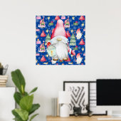 Weihnachten Weihnachtsgottesdienst & Blaues Muster Poster (Heimbüro)