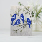 "WEIHNACHTEN" Weihnachtskarte mit Blauen Vögeln  Dankeskarte (Stehend Vorderseite)