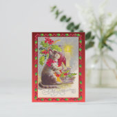 Weihnachten, Weihnachtskatze Feiertagspostkarte (Stehend Vorderseite)