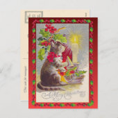 Weihnachten, Weihnachtskatze Feiertagspostkarte (Vorne/Hinten)
