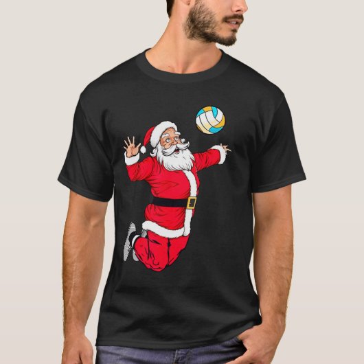 Weihnachten Weihnachtsklaus Dunking A Volleyball F T-Shirt (Vorderseite)