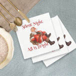 Weihnachten Weihnachtsklaus Winking Stille Nacht Serviette<br><div class="desc">Vintager Minimal Watercolor Weihnachtsmann sitzend auf der modernen eleganten Typografie Stille Nacht! Alles ist hell! Papierservietten. Matching-Produkte verfügbar.</div>