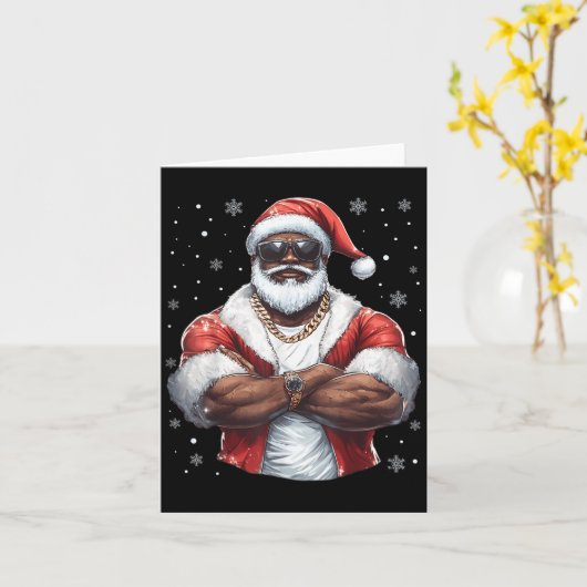 Weihnachten Weihnachtsklaus Xmas Cool Black Africa Karte (Gelbe Blume)
