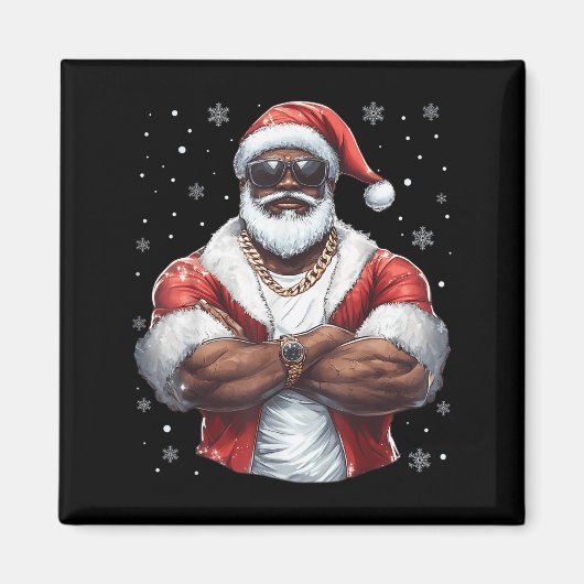 Weihnachten Weihnachtsklaus Xmas Cool Black Africa Magnet (Vorne)