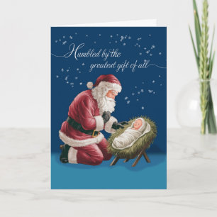 Weihnachten Weihnachtskneeling vor dem Baby Jesus Karte