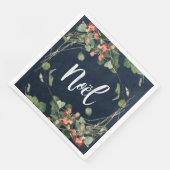 Weihnachten/Weihnachtskranz mit Beeren Serviette (Ecke)