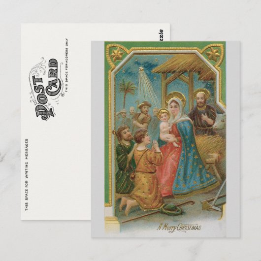 Weihnachten Weihnachtskrippe Christi Postkarte (Vorne/Hinten)