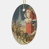 Weihnachten Weihnachtsmann auf dem Dach Keramikornament (Links)