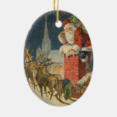 Weihnachten Weihnachtsmann auf dem Dach Keramikornament (Hinten)