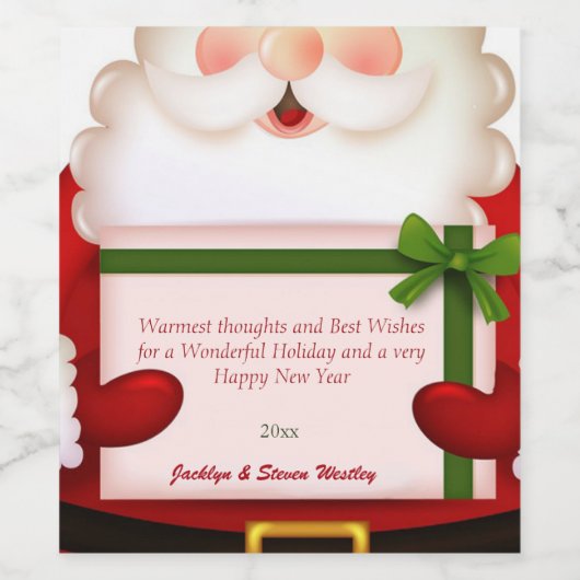 Weihnachten, Weihnachtsmann, Custom Weinetikett (Einzelnes Label)