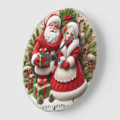 Weihnachten Weihnachtsmann Dekorierte Urlaubseleme Große Wanduhr (Winkel)