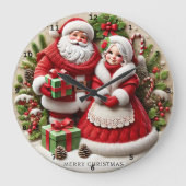 Weihnachten Weihnachtsmann Dekorierte Urlaubseleme Große Wanduhr (Vorderseite)