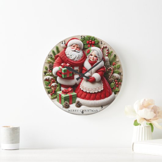 Weihnachten Weihnachtsmann Dekorierte Urlaubseleme Große Wanduhr (Zuhause)