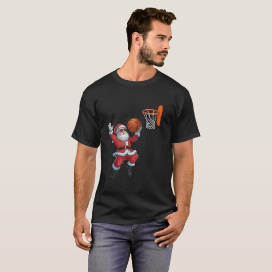 Weihnachten Weihnachtsmann Dunking a Basketball Ki T-Shirt (Vorne ganz)