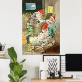 Weihnachten Weihnachtsmann Elf Gnome Geschenke Poster (Heimbüro)