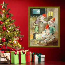 Weihnachten Weihnachtsmann Elf Gnome Geschenke Poster