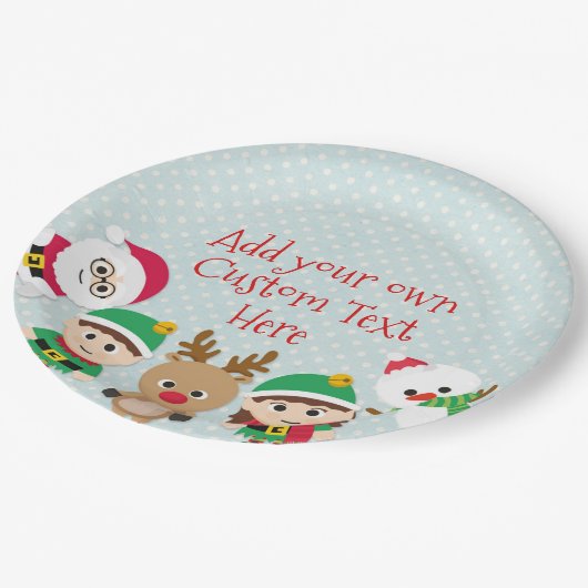 Weihnachten Weihnachtsmann, Elf, Schneemann, Pappteller (Schrägansicht)