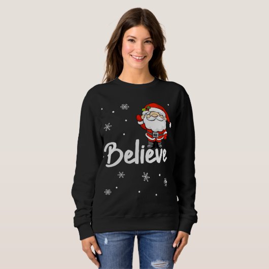 Weihnachten Weihnachtsmann glauben Sweatshirt (Vorne ganz)