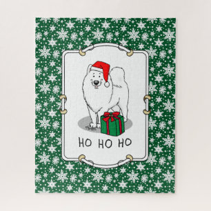 Weihnachten Weihnachtsmann Hat Samoyed Dog Funny Puzzle