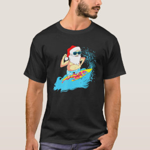 Weihnachten Weihnachtsmann Hawaiian Surfen Sommers T-Shirt