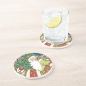 Weihnachten, Weihnachtsmann, Hirsch im Wald Getränkeuntersetzer (Seite)