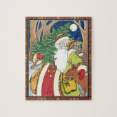 Weihnachten, Weihnachtsmann, Hirsch im Wald Puzzle (Vertikal)