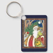 Weihnachten, Weihnachtsmann, Hirsch im Wald Schlüsselanhänger (Vorderseite)