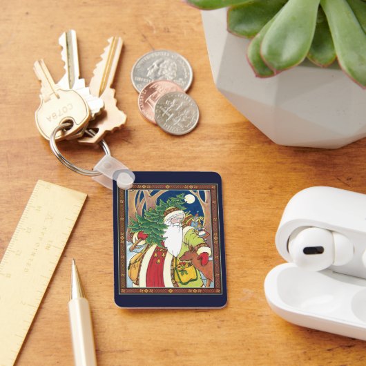 Weihnachten, Weihnachtsmann, Hirsch im Wald Schlüsselanhänger (Schreibtisch)