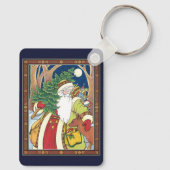 Weihnachten, Weihnachtsmann, Hirsch im Wald Schlüsselanhänger (Rückseite)