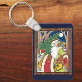 Weihnachten, Weihnachtsmann, Hirsch im Wald Schlüsselanhänger (Vorderseite)