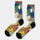 Weihnachten, Weihnachtsmann, Hirsch im Wald Socken (Linkes Detail)