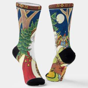 Weihnachten, Weihnachtsmann, Hirsch im Wald Socken