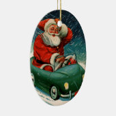 Weihnachten, Weihnachtsmann im Niedlichen Auto Keramik Ornament (Rechts)
