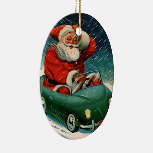 Weihnachten, Weihnachtsmann im Niedlichen Auto Keramik Ornament (Rechts)