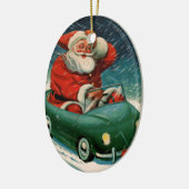 Weihnachten, Weihnachtsmann im Niedlichen Auto Keramik Ornament (Links)