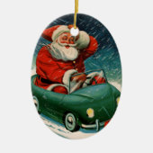 Weihnachten, Weihnachtsmann im Niedlichen Auto Keramik Ornament (Vorne)