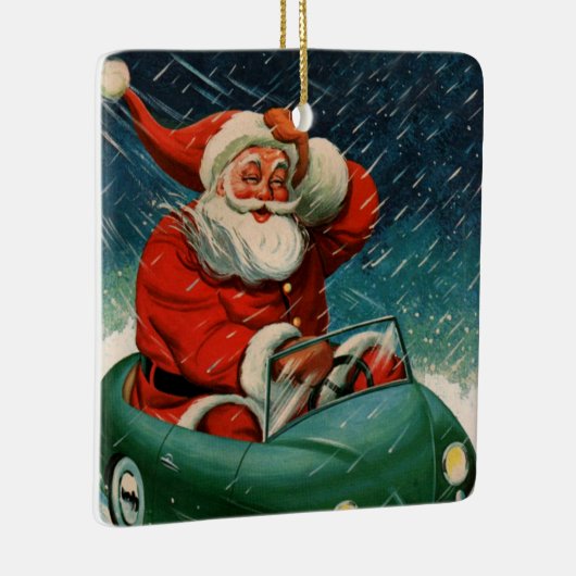Weihnachten, Weihnachtsmann im Niedlichen Auto Keramikornament (Rechts)