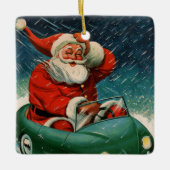 Weihnachten, Weihnachtsmann im Niedlichen Auto Keramikornament (Vorderseite)
