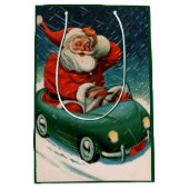 Weihnachten, Weihnachtsmann im Niedlichen Auto Mittlere Geschenktüte (Vorderseite)