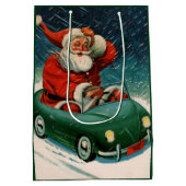 Weihnachten, Weihnachtsmann im Niedlichen Auto Mittlere Geschenktüte (Rückseite)